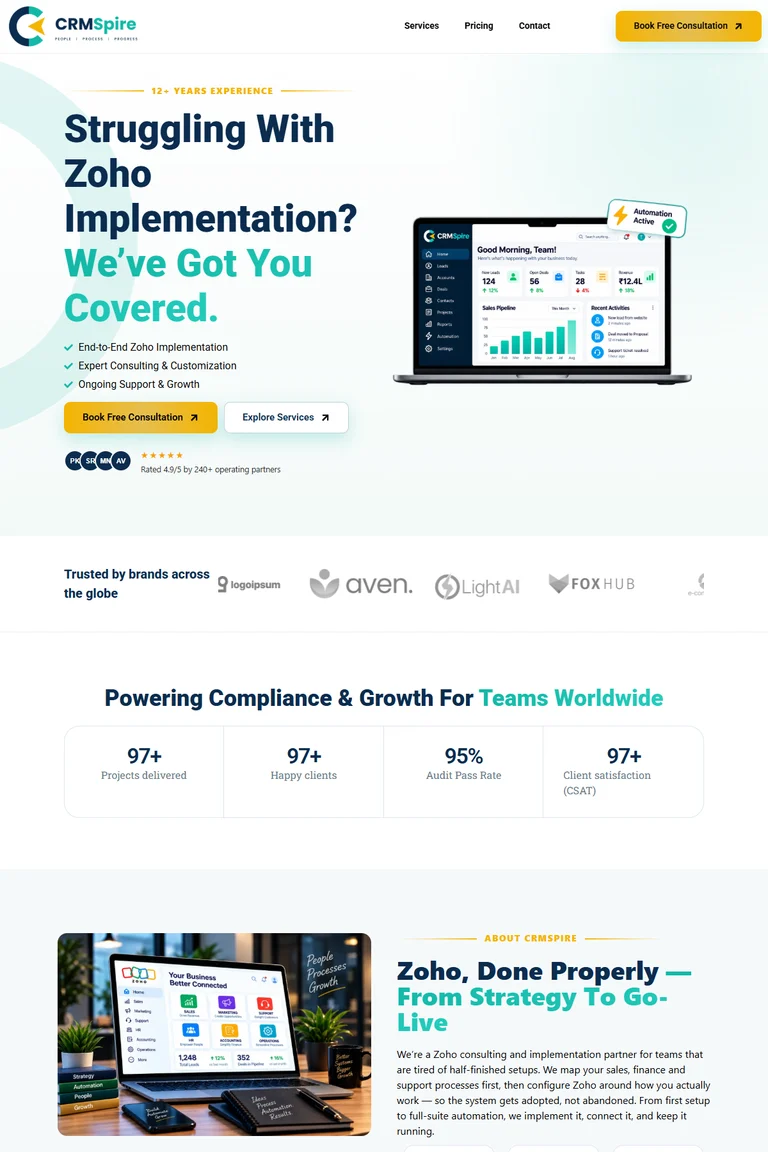 CRMSpire Real Website Preview