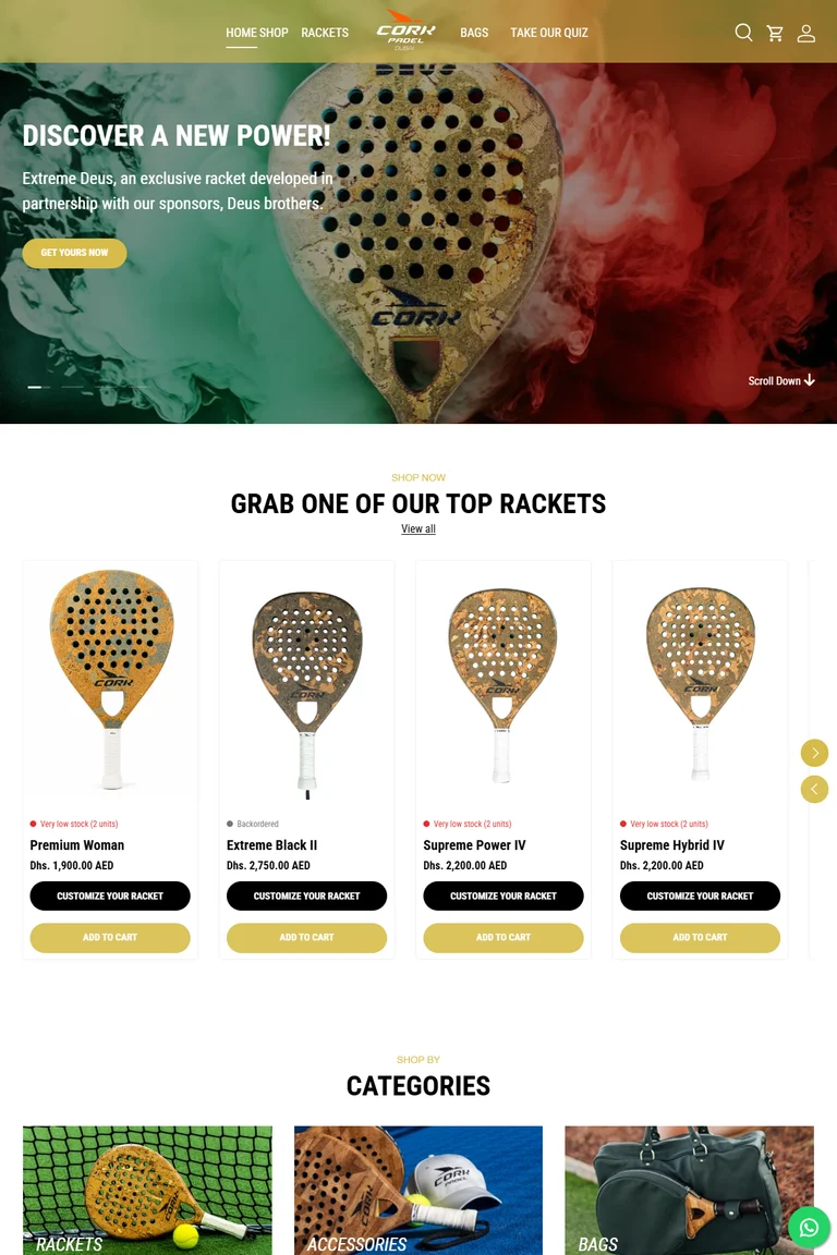 Cork Padel Dubai Real Website Preview