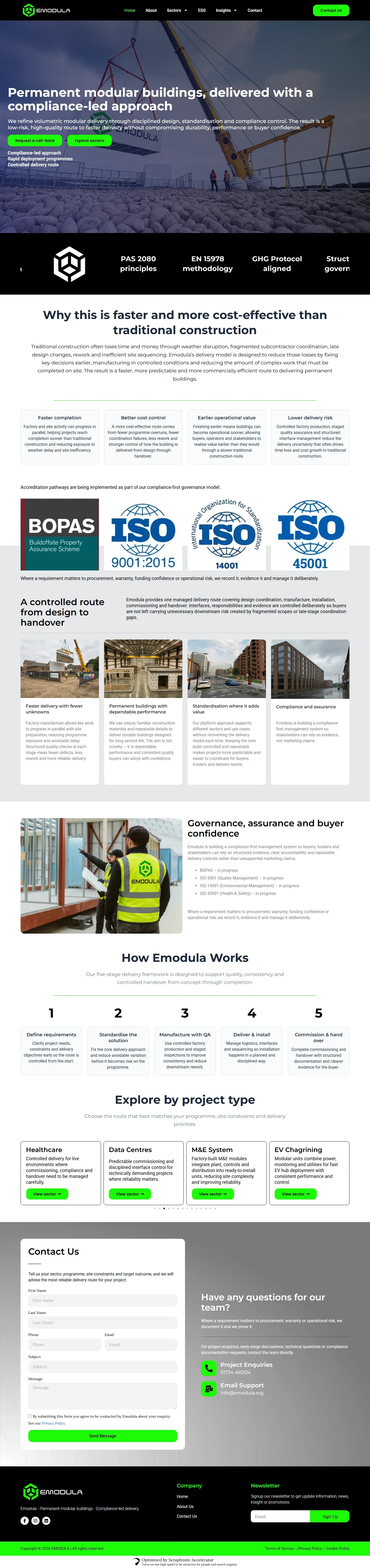 Emodula — Modular Buildings Real Website Preview