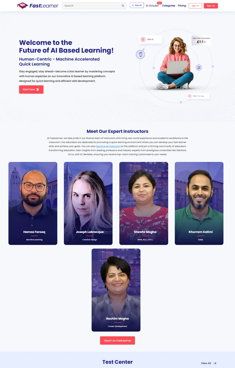 Fast Learner AI Real Website Preview